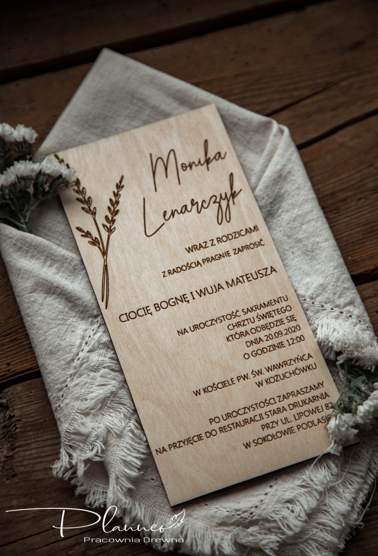 Zaproszenie na Chrzest gałązka