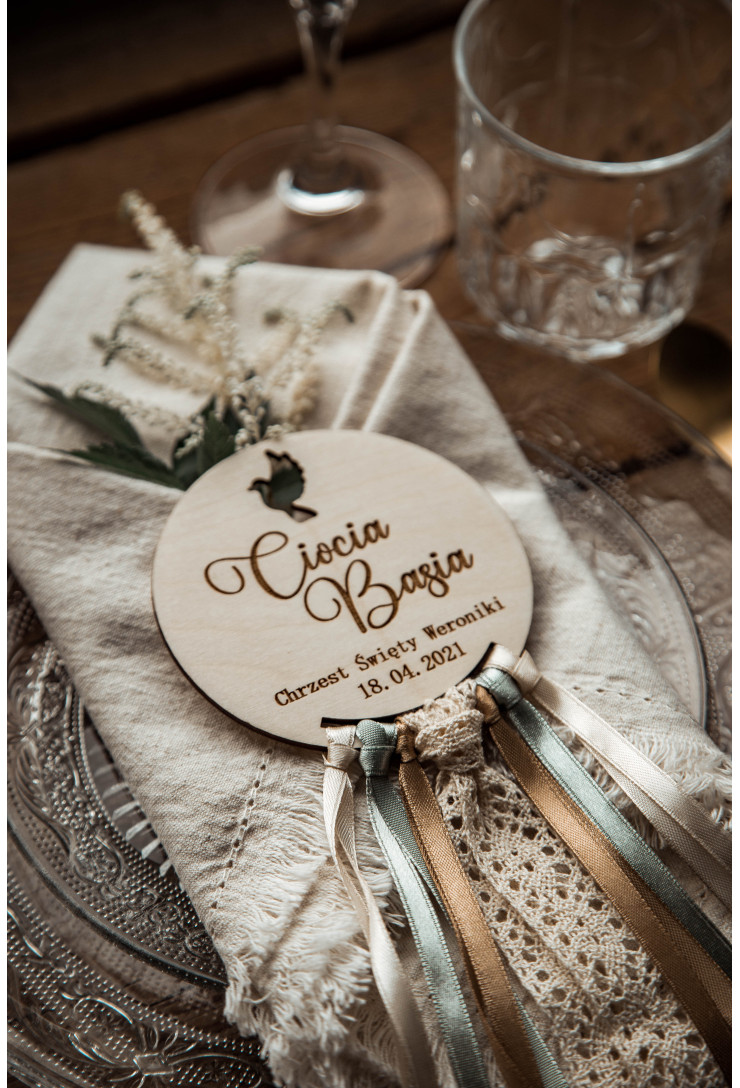 Winietka drewniana na Chrzest łapacz