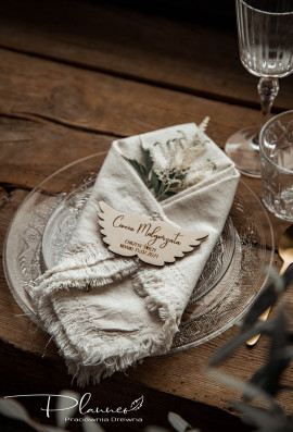 Winietka na Chrzest skrzydełka z drewna