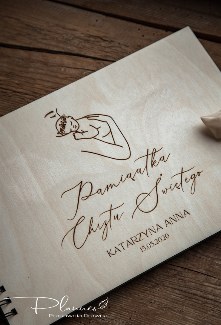 Album Pamiątka Chrztu Świętego drewniany