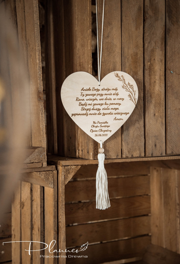 Serce z modlitwą grawer