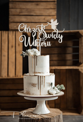 Topper Chrzest Święty drewniany