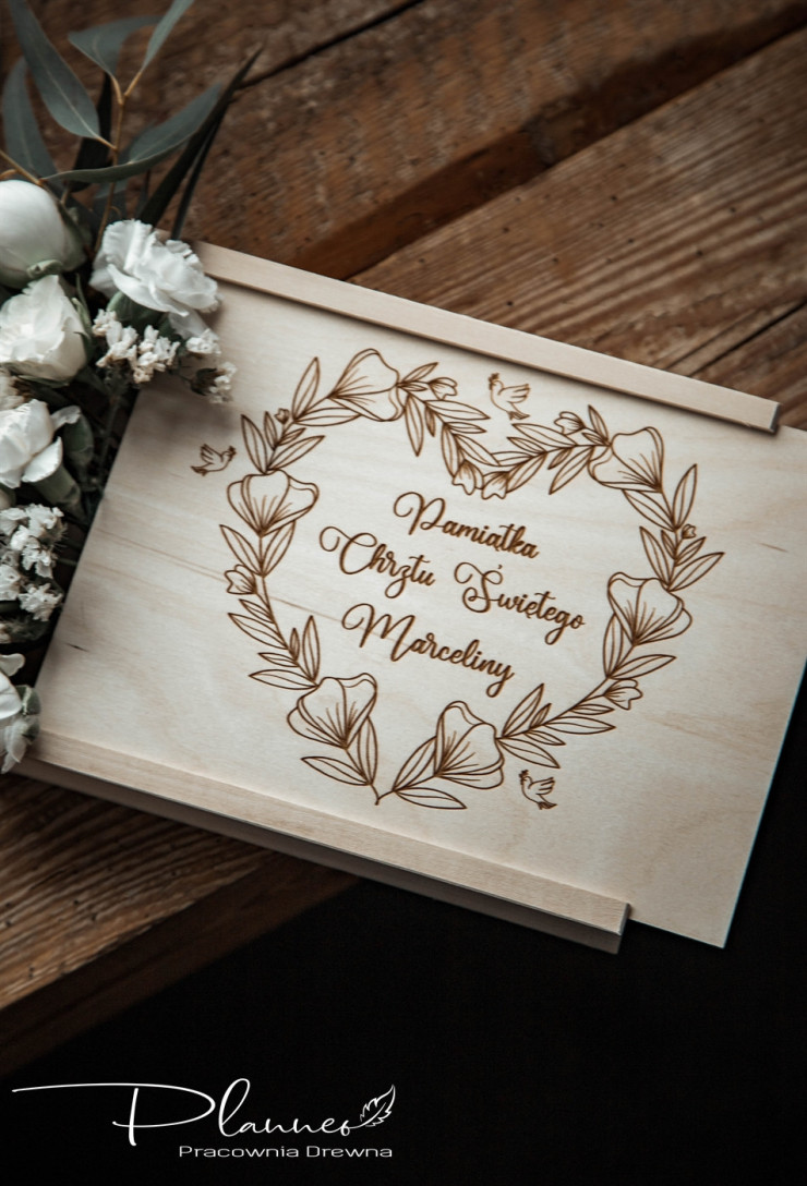 Pudełko grawerowane na zdjęcia Chrzest Święty