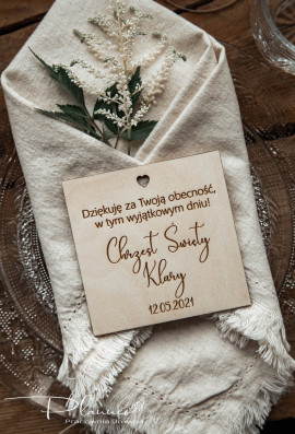 Podziękowania dla gości na Chrzest Święty grawer