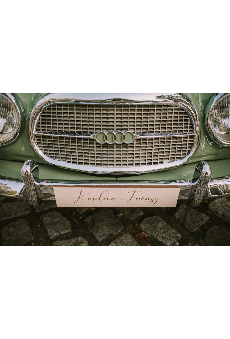 Tablica rejestracyjna z drewna