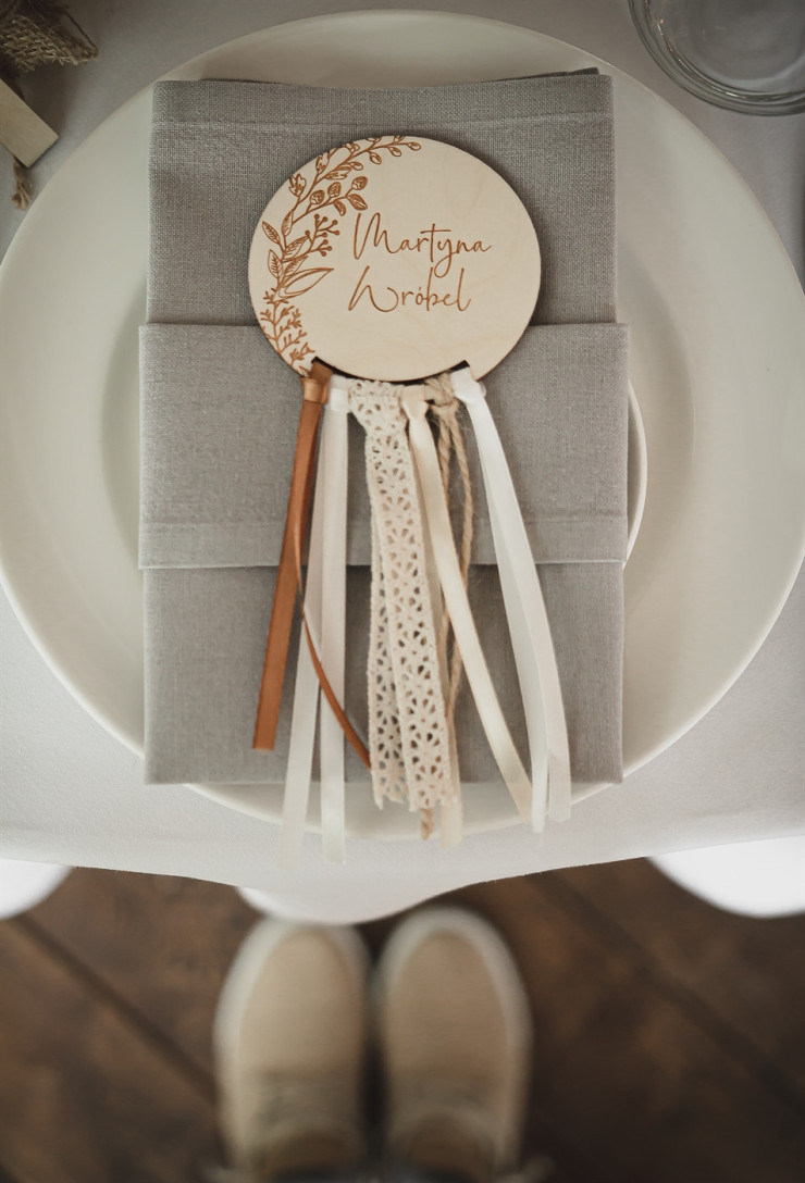 Winietka drewniana grawerowana