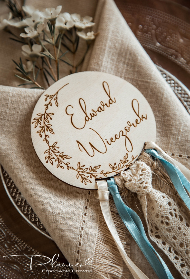 Winietka drewniana grawerowana