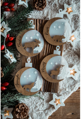 Bombki z motywem lasu z plexi