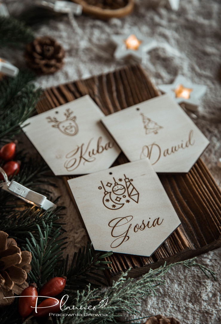 Etykietka na prezent drewno