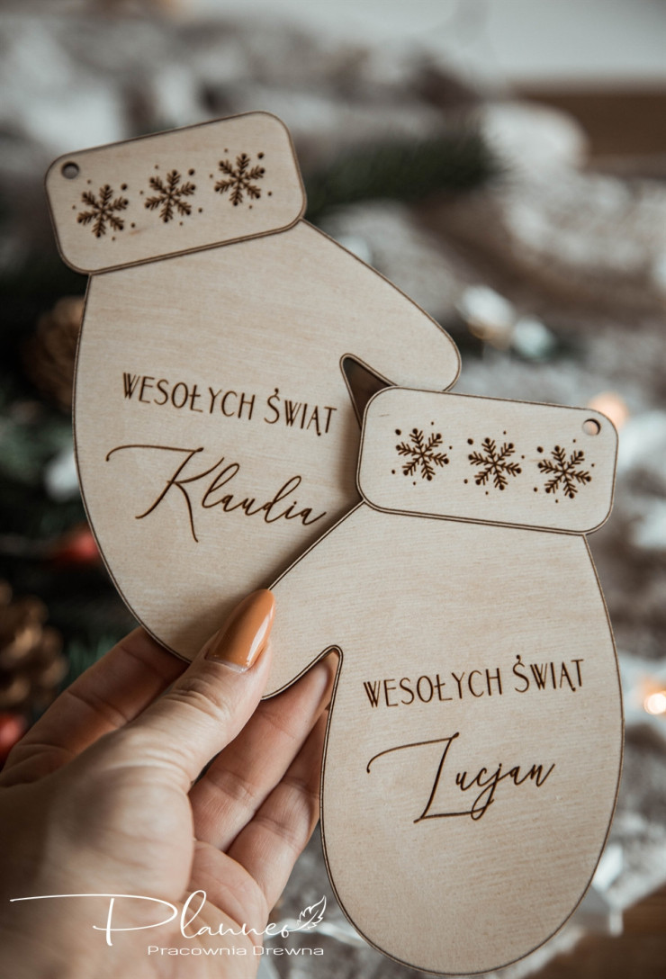 Bombki drewnane rękawiczki