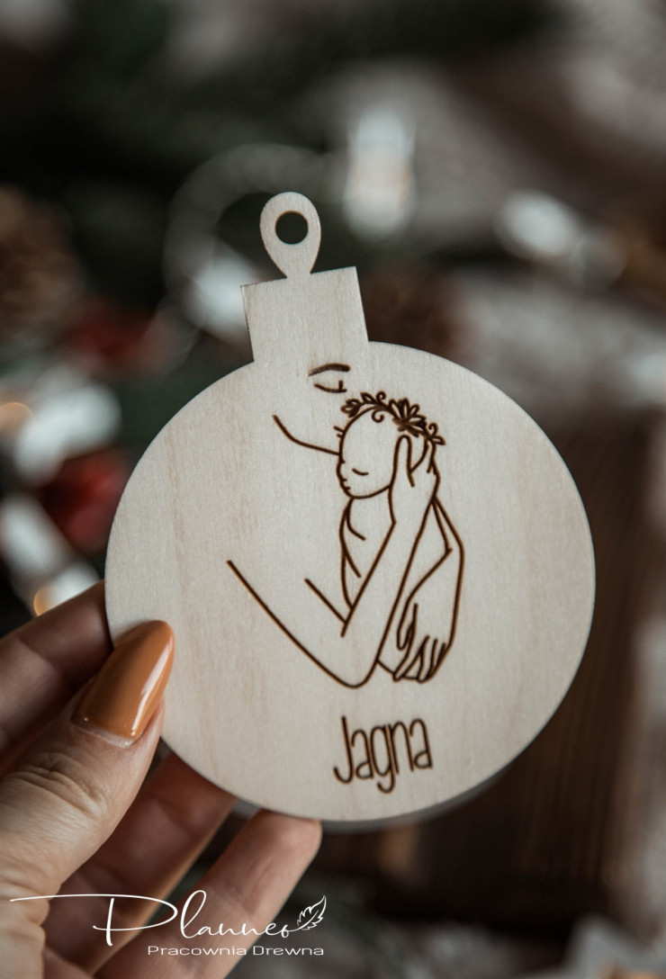 Bombka Mama i Dziecko drewno