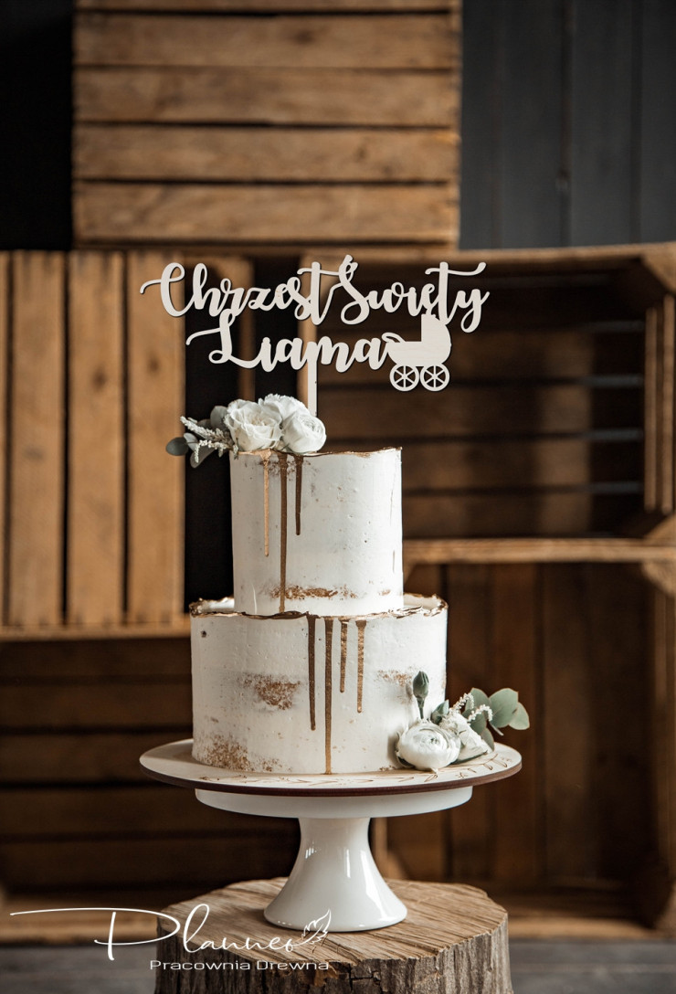 Topper Chrzest Święty z wózkiem