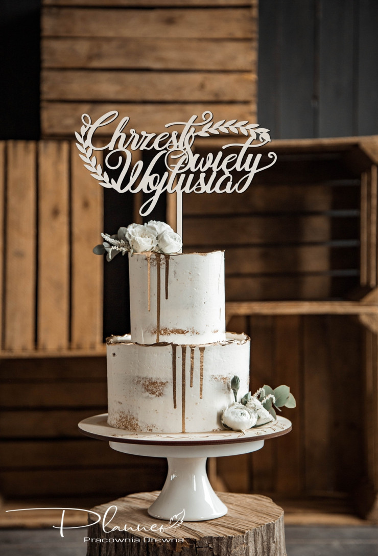 Topper Chrzest Święty Liście