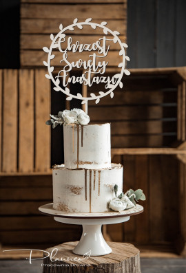 Topper Chrzest Święty Ramka Liście