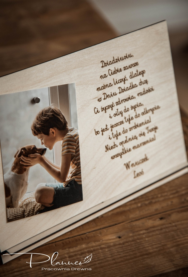 Drewniana ramka z dedykacją