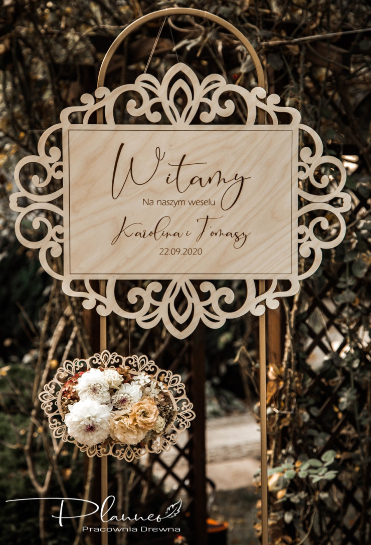 Drewniana tablica ślubna