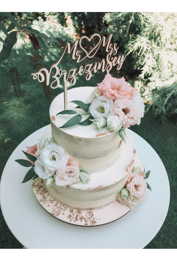 Topper drewniany z nazwiskiem