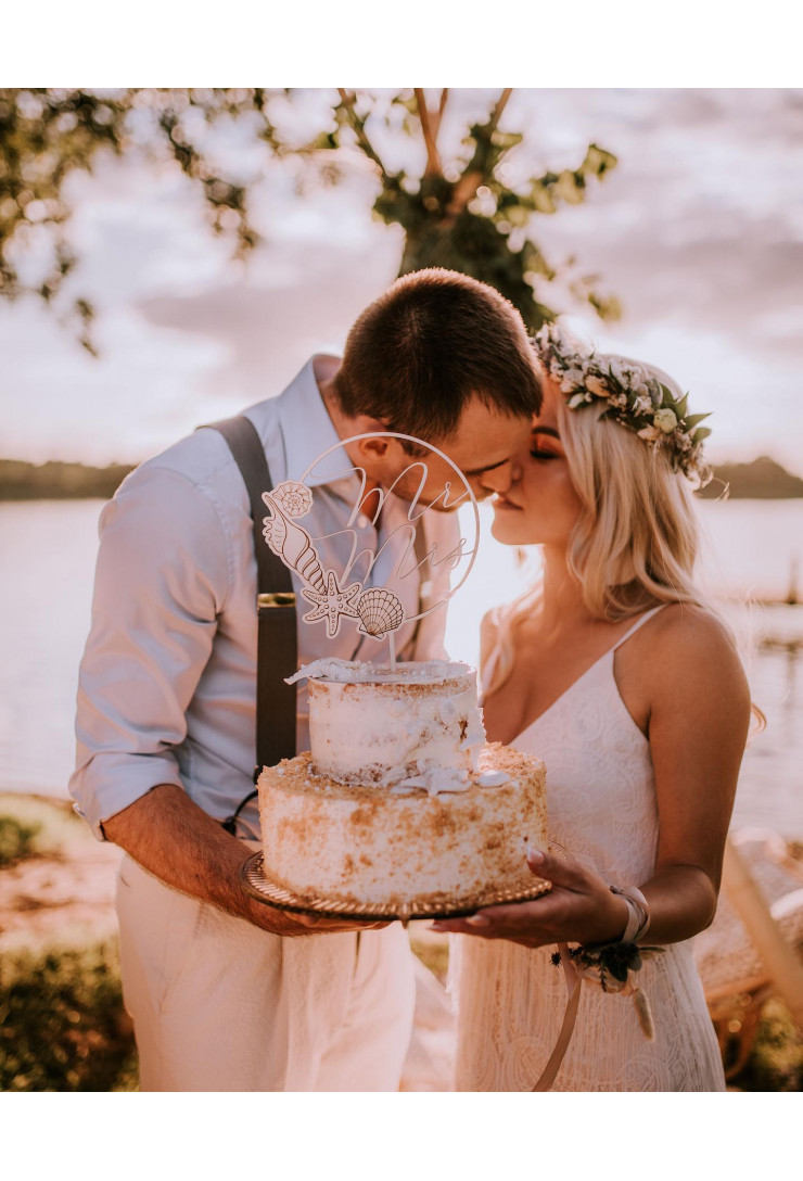 Drewniany topper ślubny