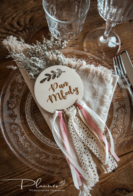 Winietka grawerowana ślubna drewniana