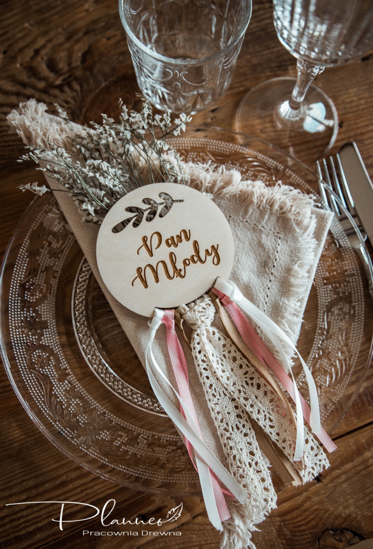 Winietka grawerowana ślubna drewniana