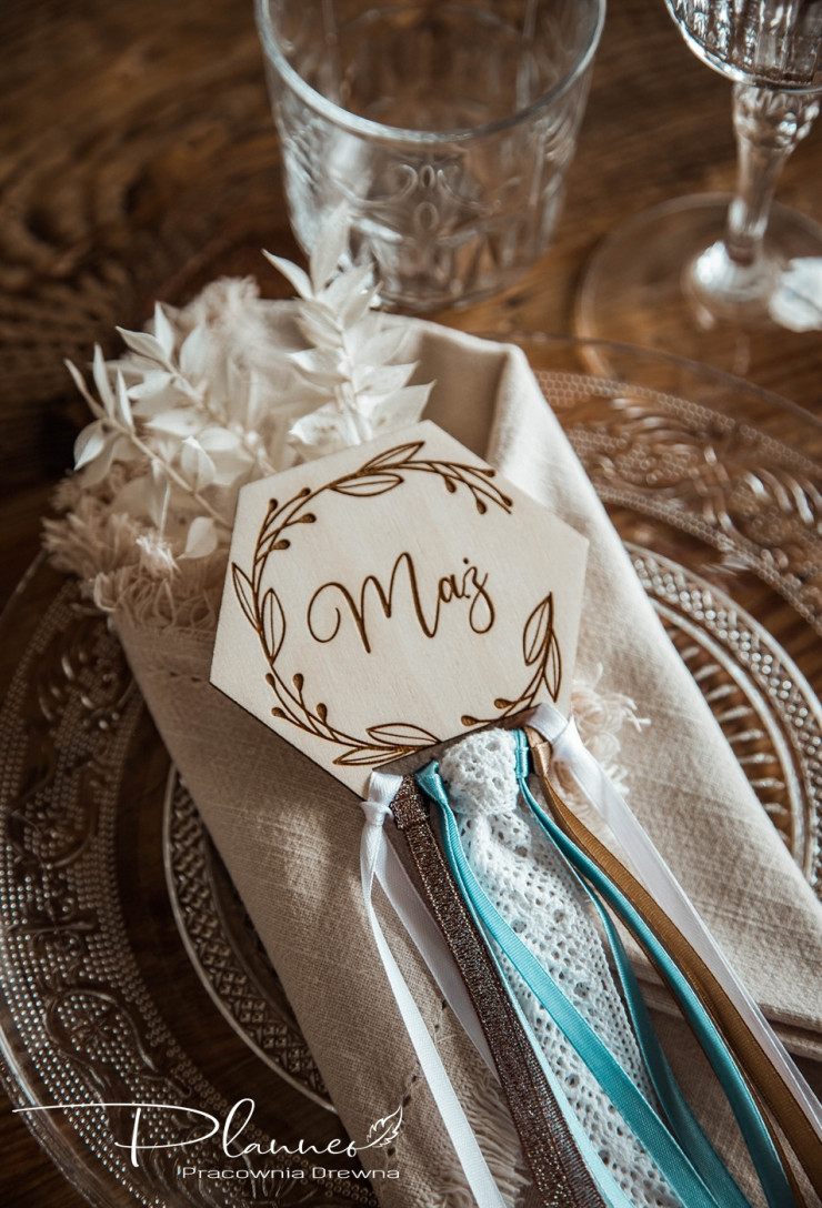 Winietka grawerowana ślubna drewniana