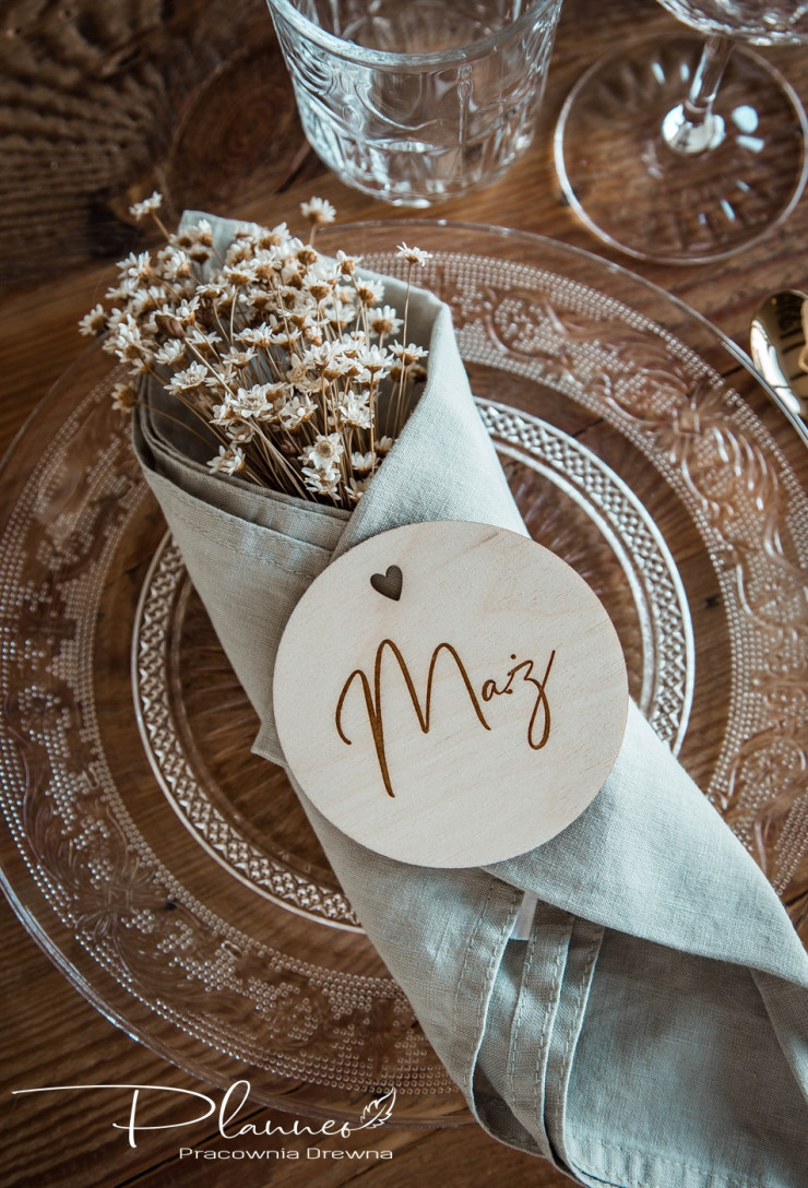 Winietka grawerowana drewniana