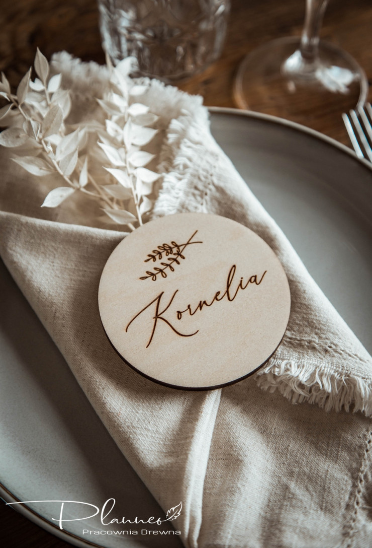 Winietka grawerowana weselna drewniana