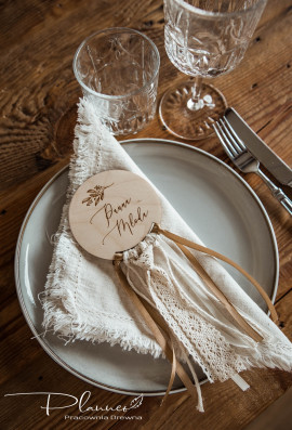 Winietka grawerowana ślubna drewniana