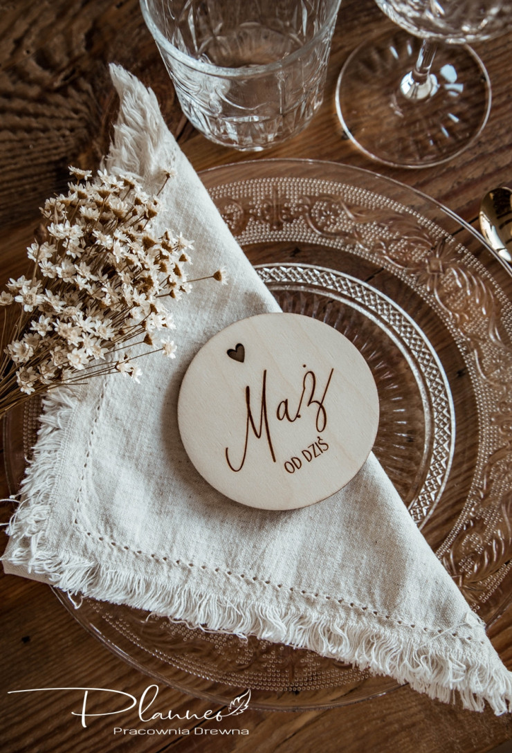 Winietka drewniana grawerowana