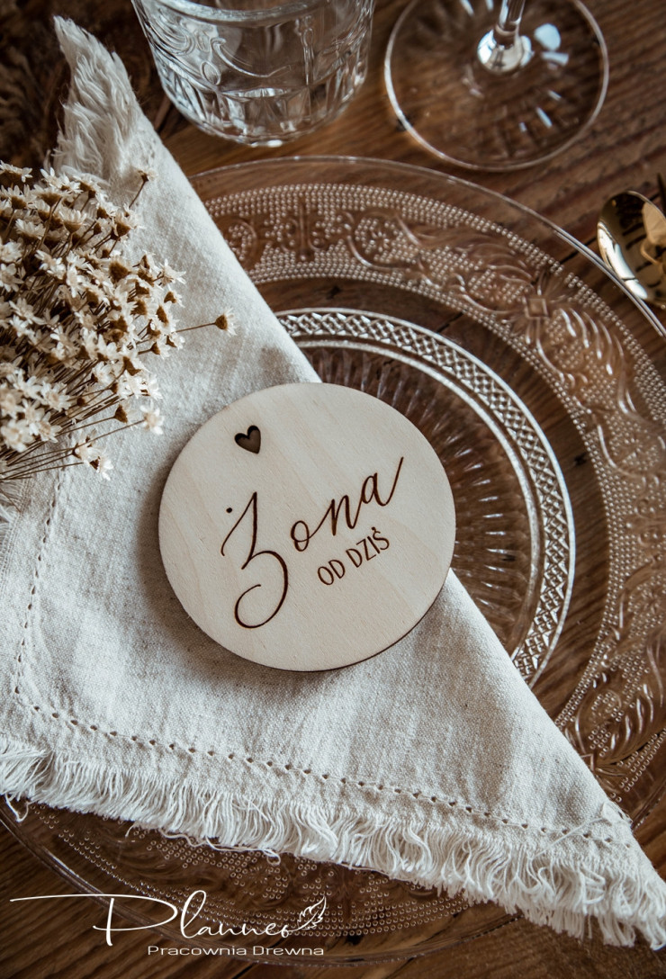 Winietka grawerowana drewniana