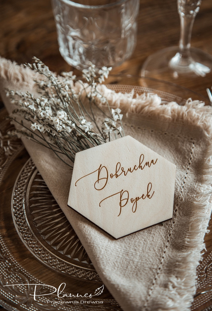 Winietka grawerowana weselna drewniana