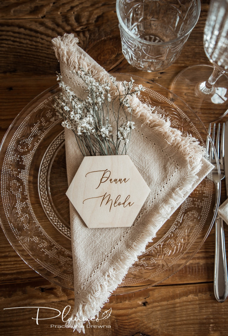 Winietka grawerowana ślubna drewniana