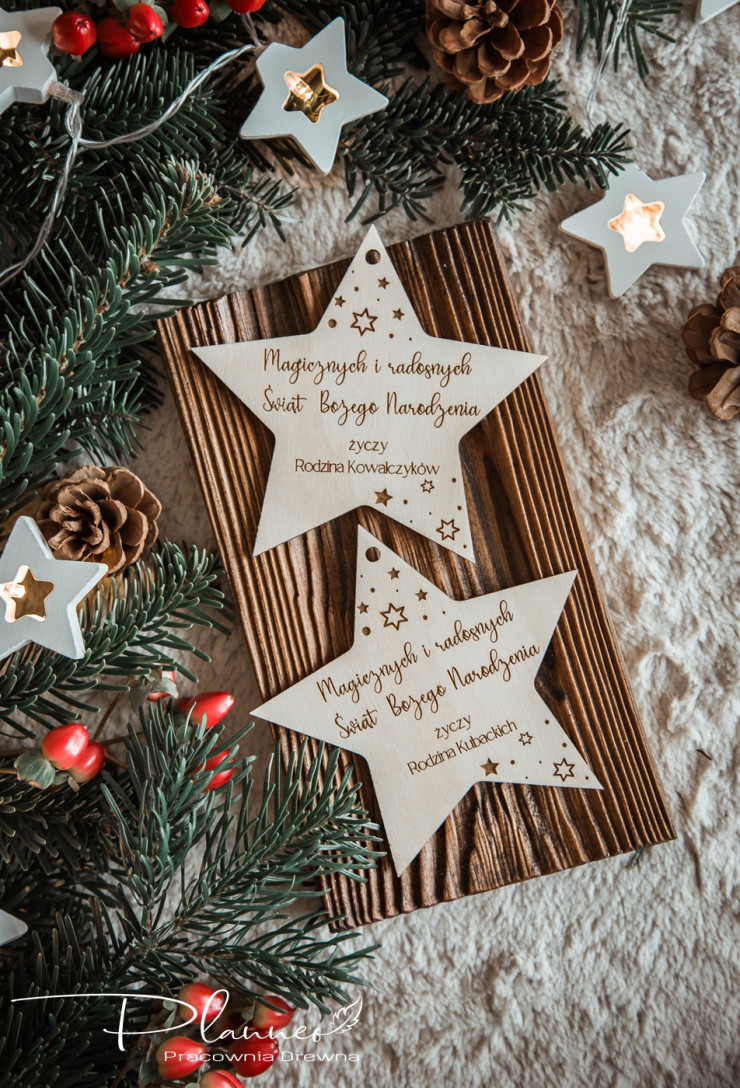 Gwiazdka grawerowane z życzeniami