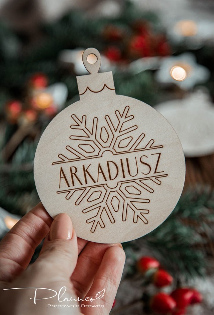 Bombka imię w śnieżynce