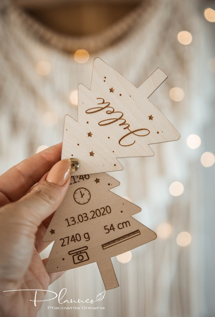 Choinka otwierana metryczka grawer