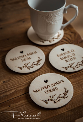 Drewniane podkładki pod kubek dla Babci i Dziadka