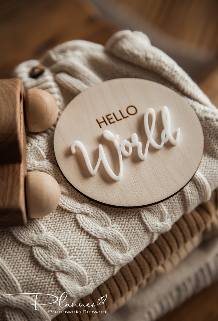 Tabliczka do zdjęć Hello World