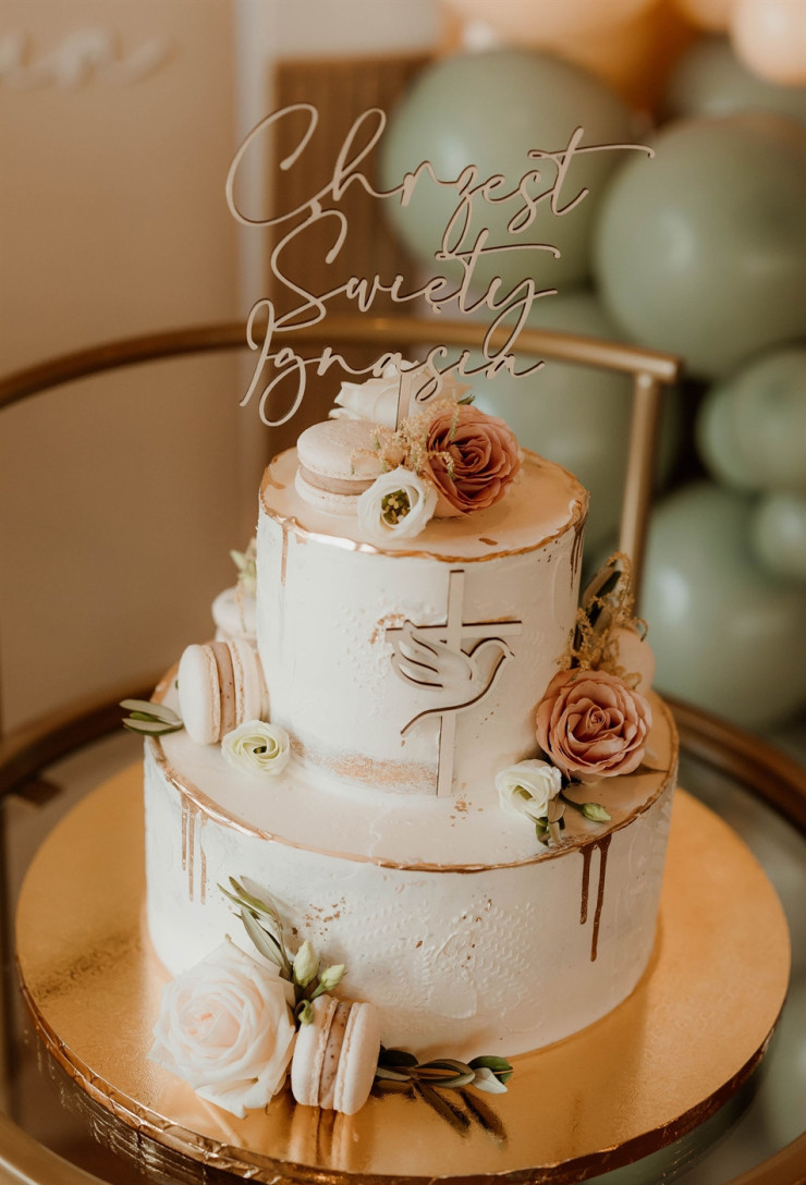 Topper Chrzest Święty drewniany