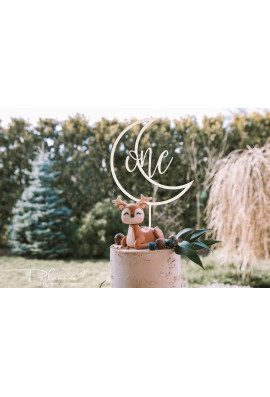 Topper drewniany One w księżycu