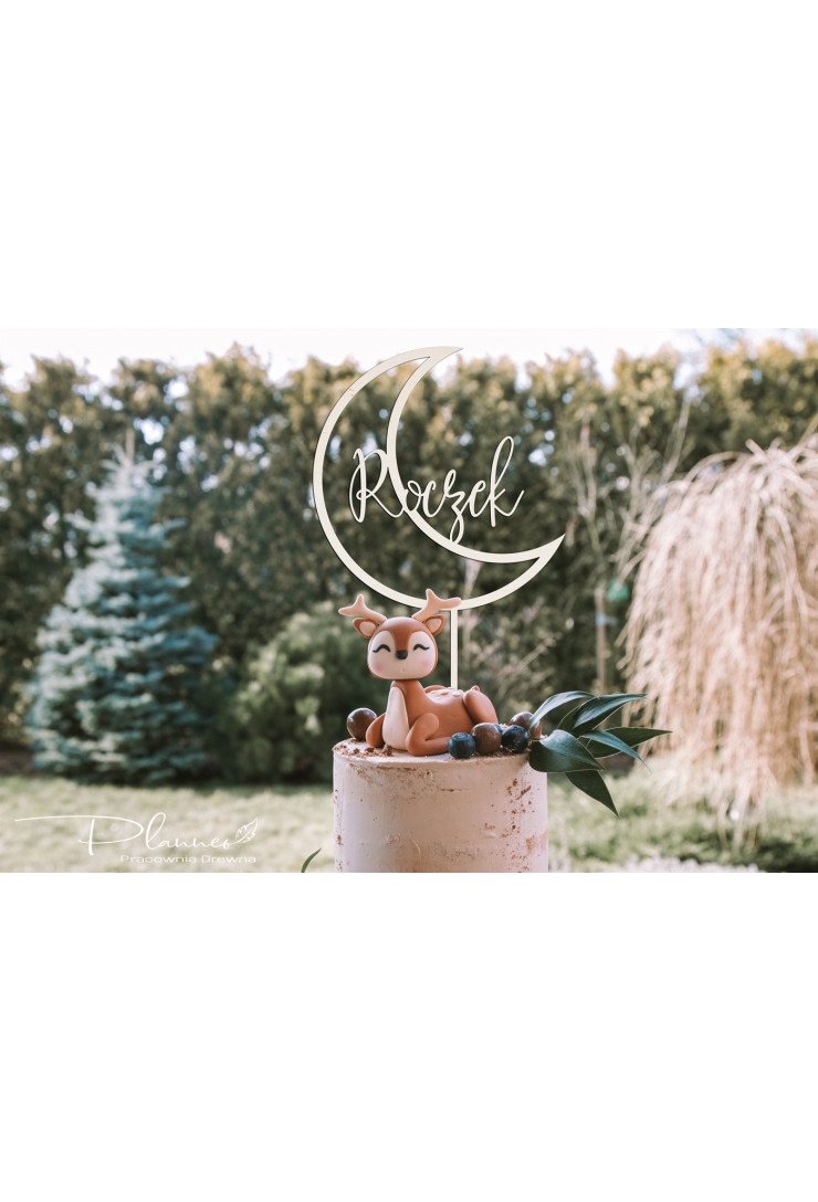 Topper drewniany Roczek w księżycu