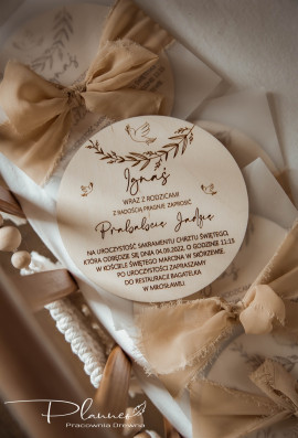 Zaproszenie gołąbki drewniane