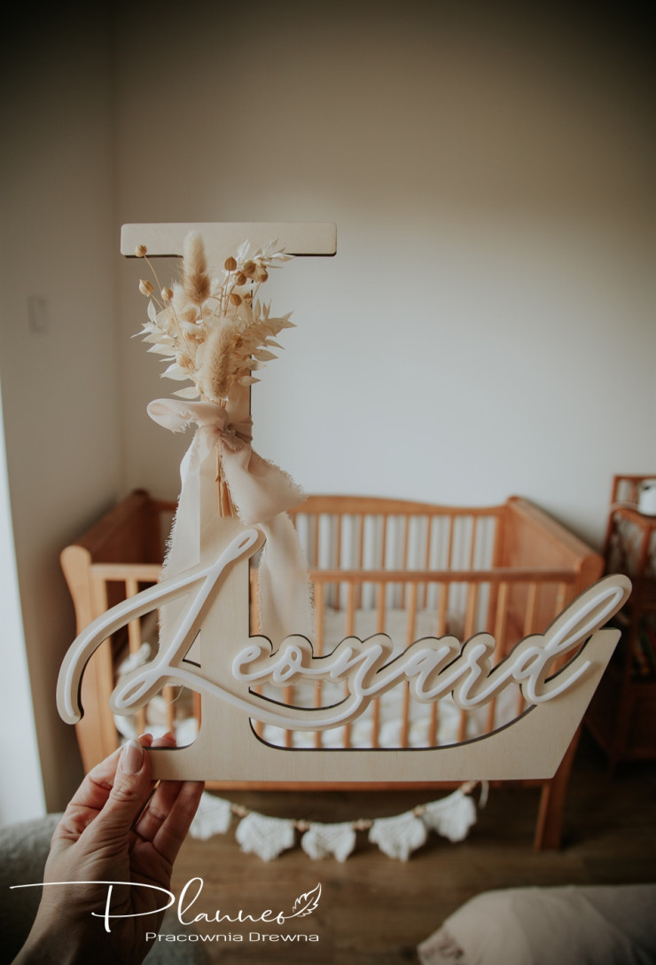 Literka drewniana z mleczna plexi