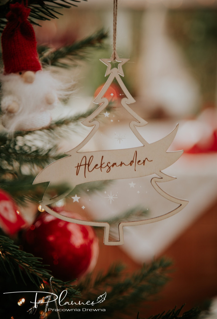 Bombka choinka ze wstęgą grawer