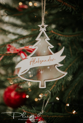 Bombka choinka ze wstęgą plexi