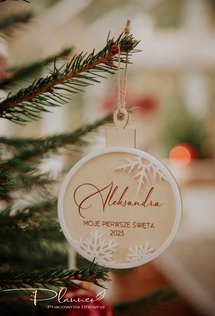 Bombka śnieżynka moje pierwsze święta grawer