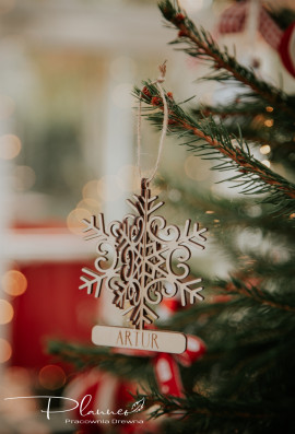 Bombka śnieżynka składana drewno