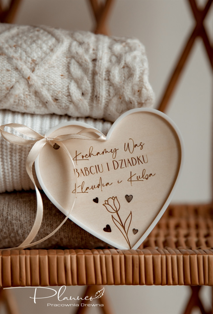 Serce z tulipanem Dzień Babci i Dziadka