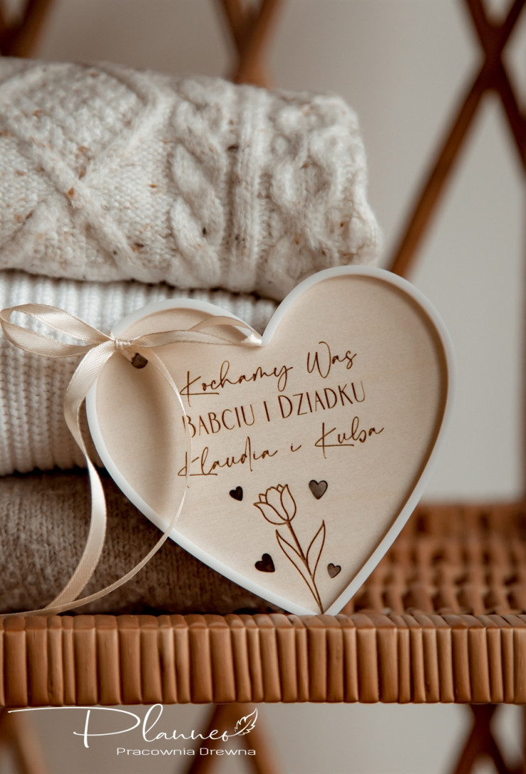 Serce z tulipanem Dzień Babci i Dziadka