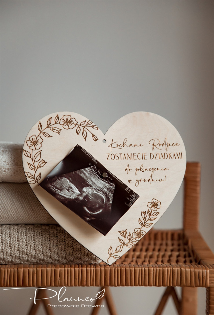 Serca na zdjęcie USG drewno