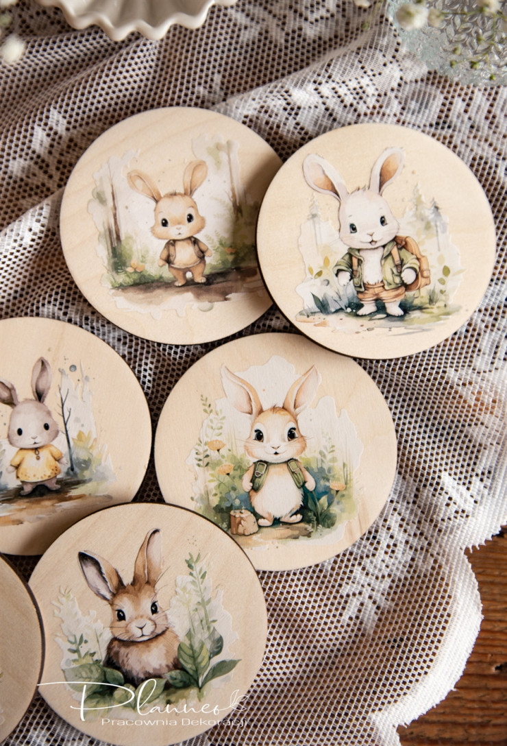 Podkładki pod kubek zajączki akwarele